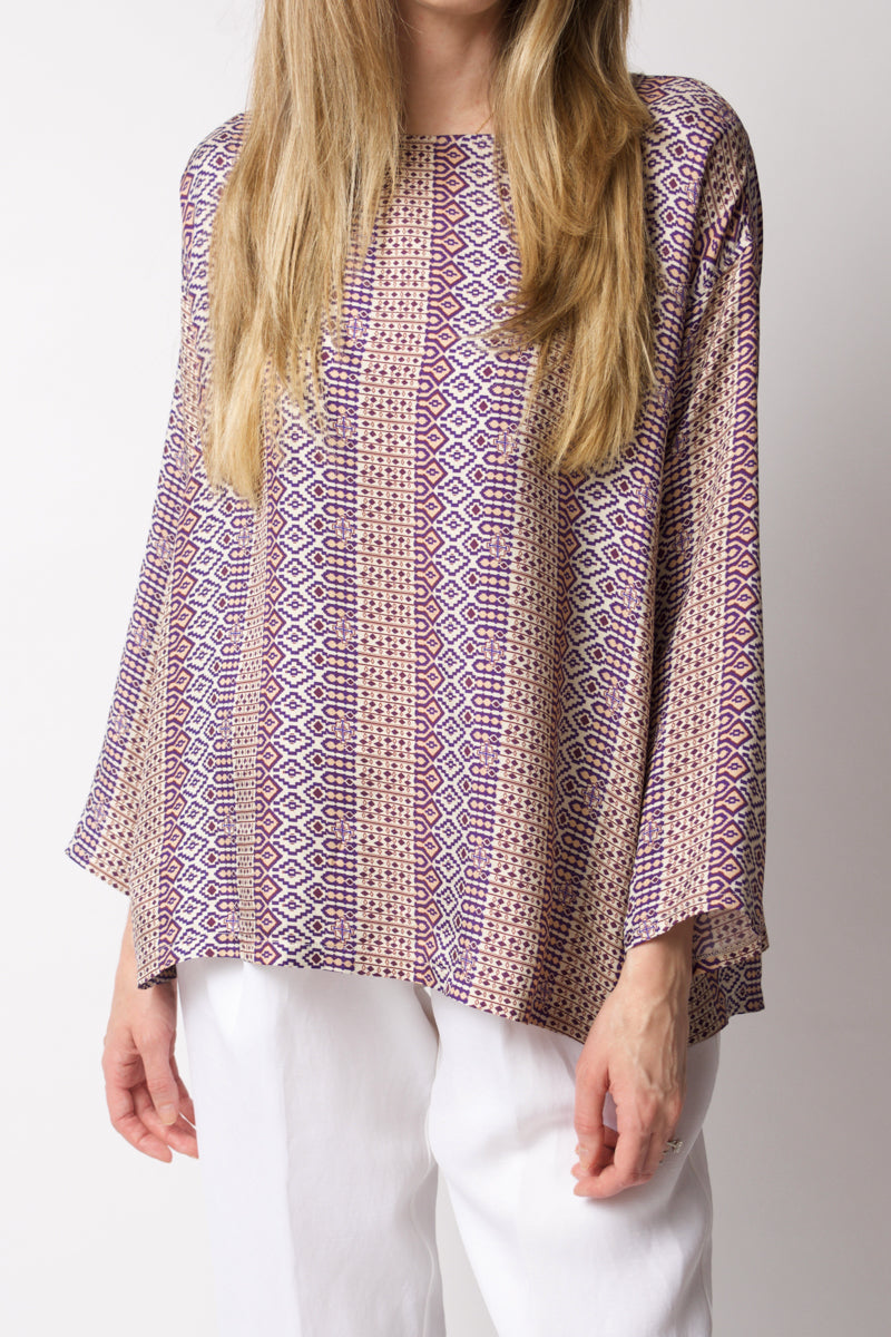 FORTE FORTE Viscose Silk Twill Top in Majorelle