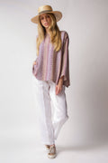 FORTE FORTE Viscose Silk Twill Top in Majorelle