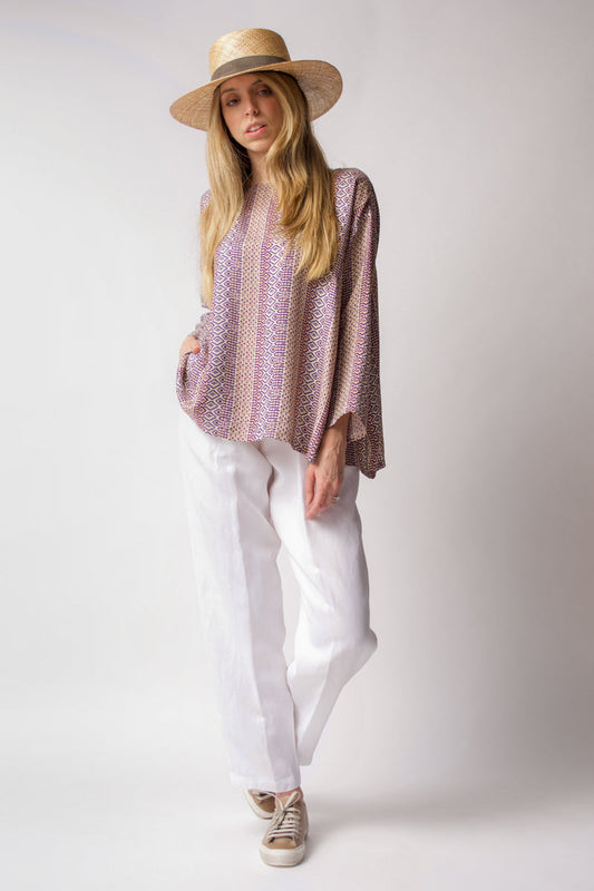 FORTE FORTE Viscose Silk Twill Top in Majorelle