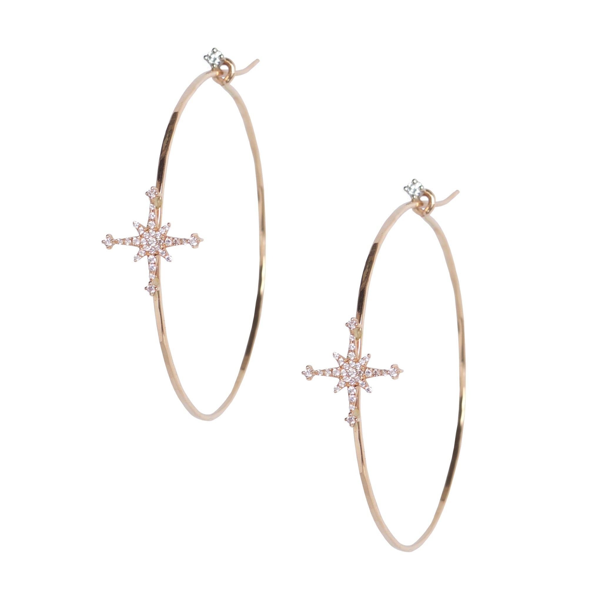 L.A. STEIN Diamond Stella Star Large Hoops Rose Gold