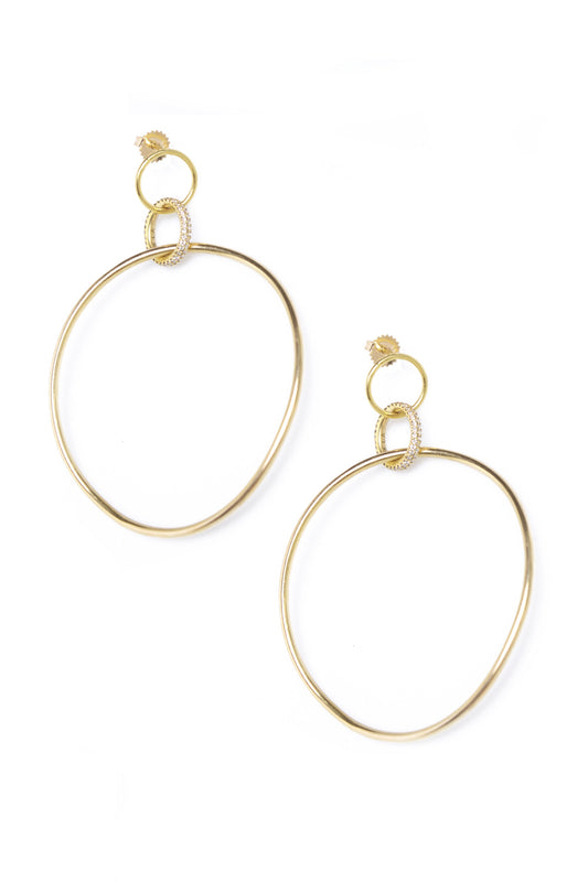 L.A. STEIN Diamond Twisted Trinity Hoops in Yellow Gold