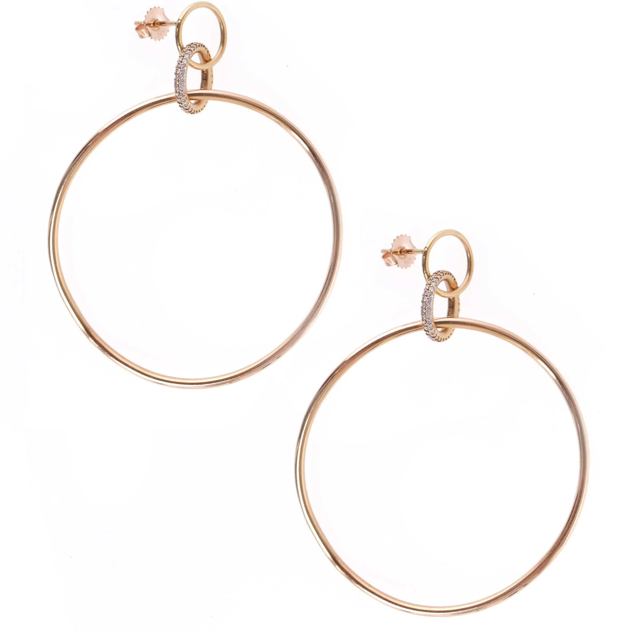 L.A. STEIN Diamond Twisted Large Trinity Hoops in Rose Gold