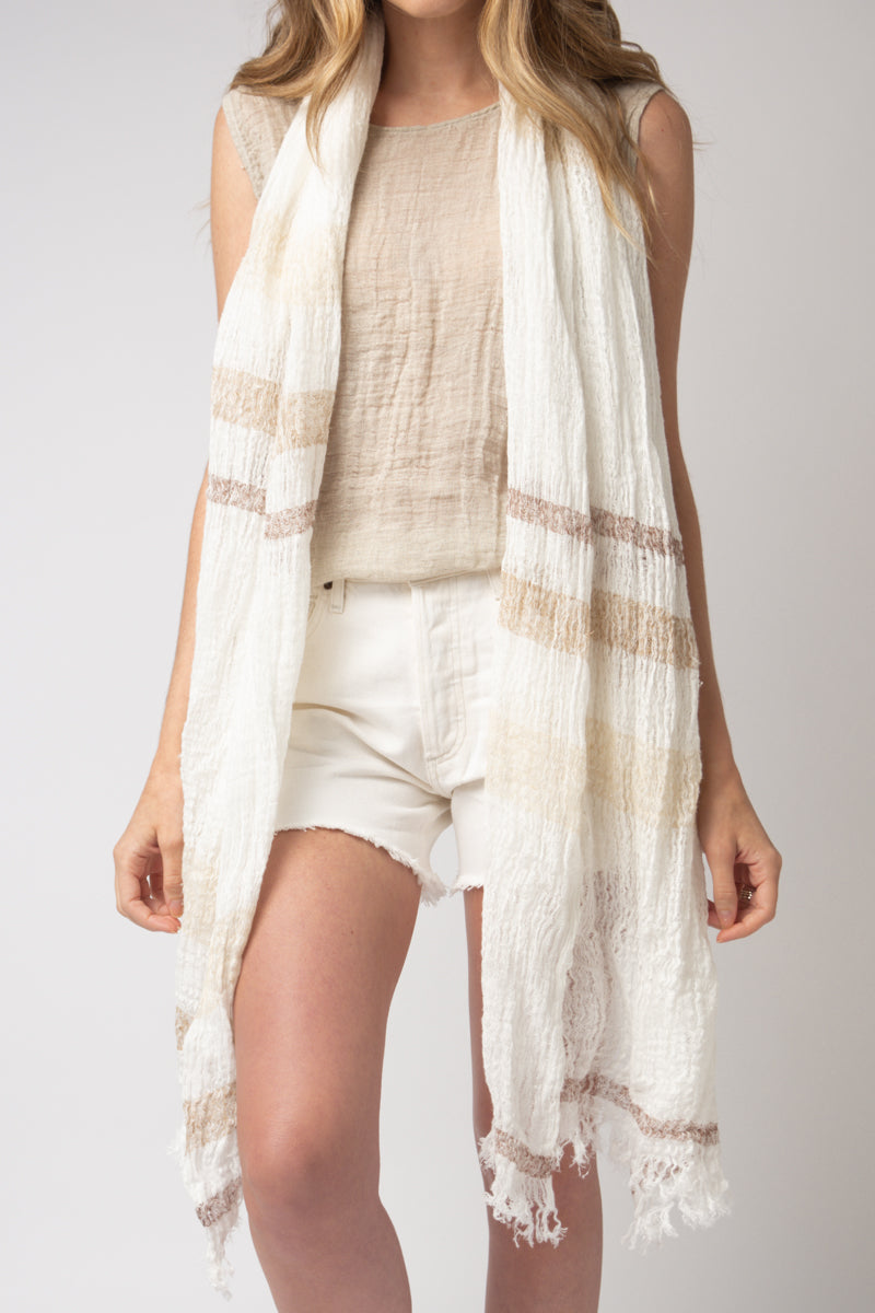 LA BOTTEGA DI BRUNELLA Scialle Riga Brown Scarf in Latte
