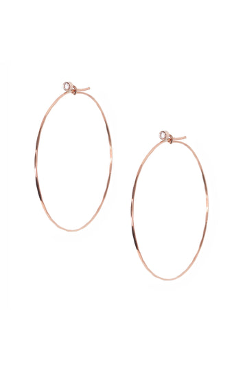 L.A. STEIN Diamond Studded Large Jessica Hoops in 18k Rose Gold