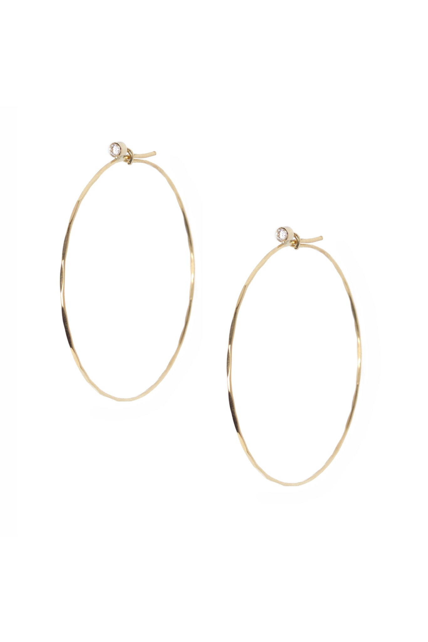 L.A. STEIN Diamond Studded Large Jessica Hoops in 18k Yellow Gold