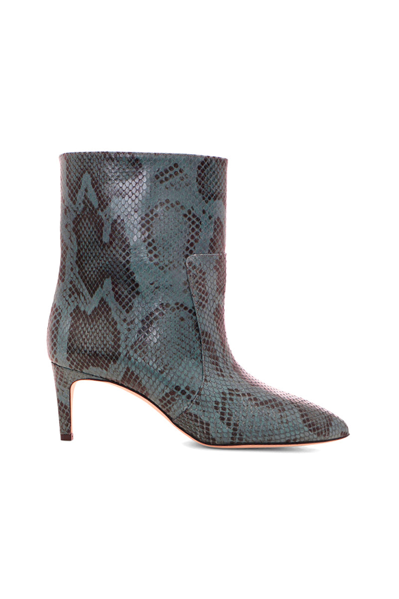 PARIS TEXAS Python Seamed Ankle Bootie in Blue Grey