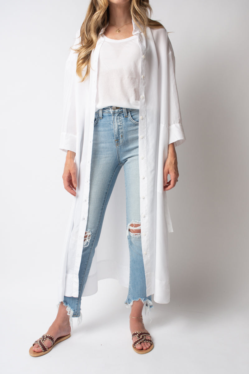 PRIVATE 0204 Silk Shirt Dress in White