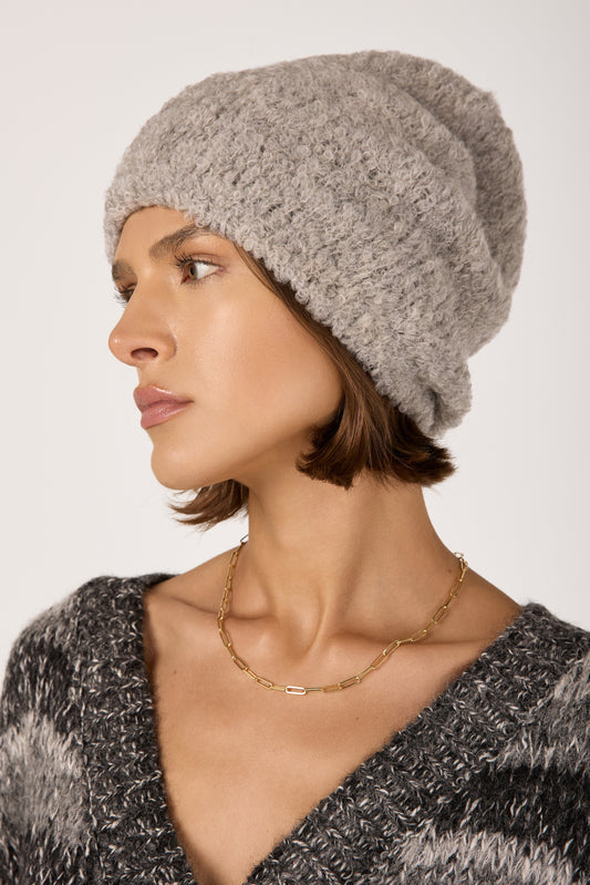 Bouclé Hat in Silver