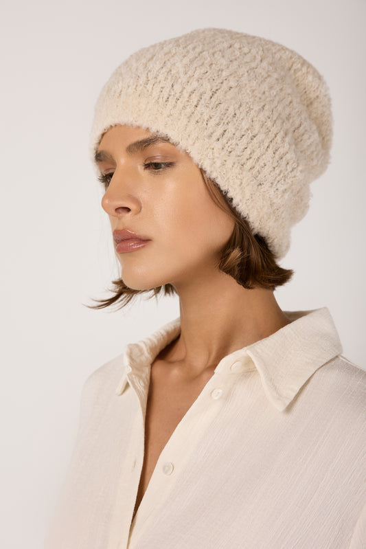 Bouclé Hat in White