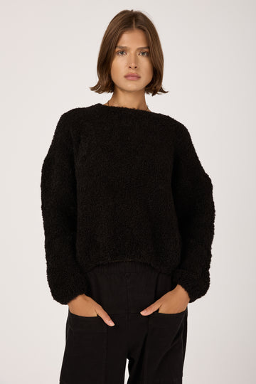 Bouclé Wool Sweater in Black