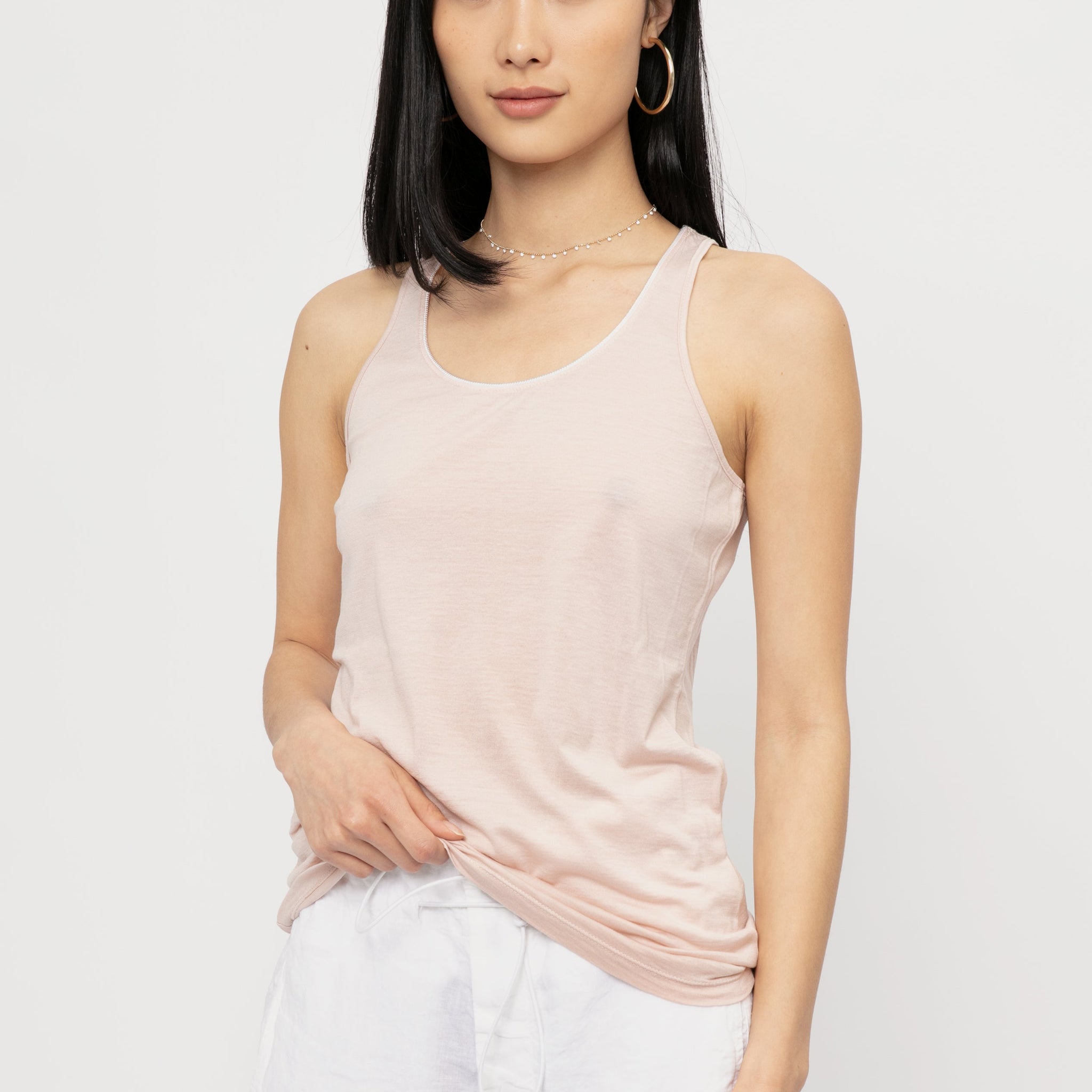 TANDEM Cotton Silk Tank Top in Rose