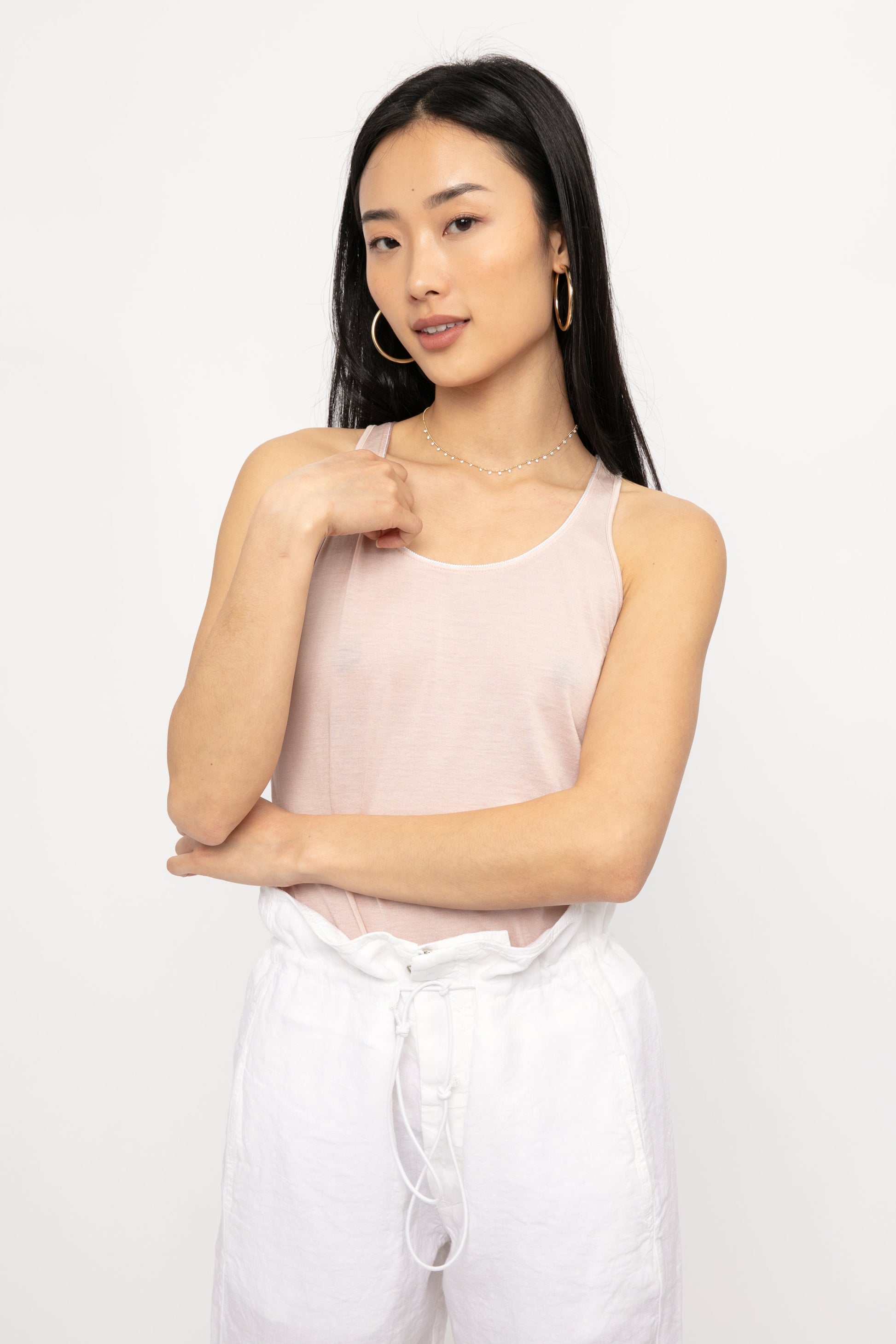 TANDEM Cotton Silk Tank Top in Rose