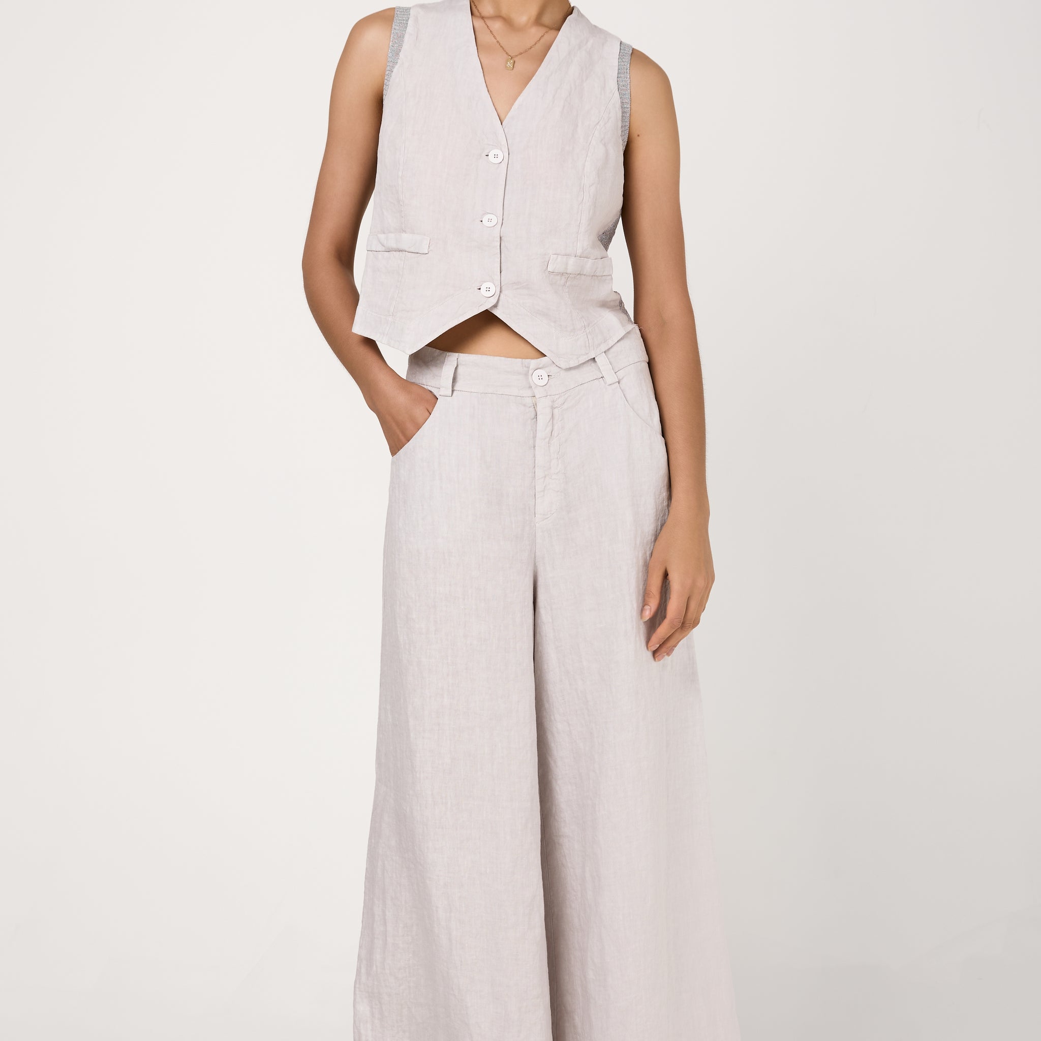 Linen Trouser Pant in Ice