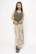 TANDEM Plissé Skirt in Kaki Print