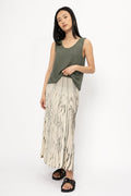 TANDEM Plissé Skirt in Kaki Print
