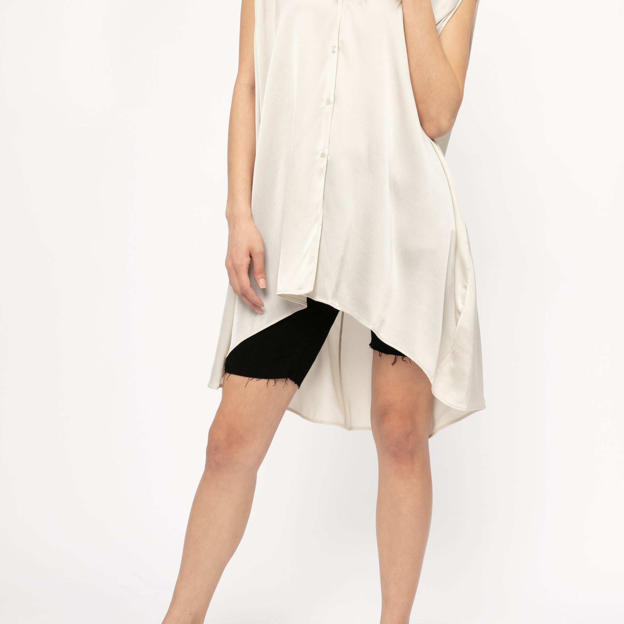 TANDEM Silk Tunic Top in Sand