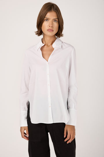Stretch Cotton Poplin Shirt in Optical White
