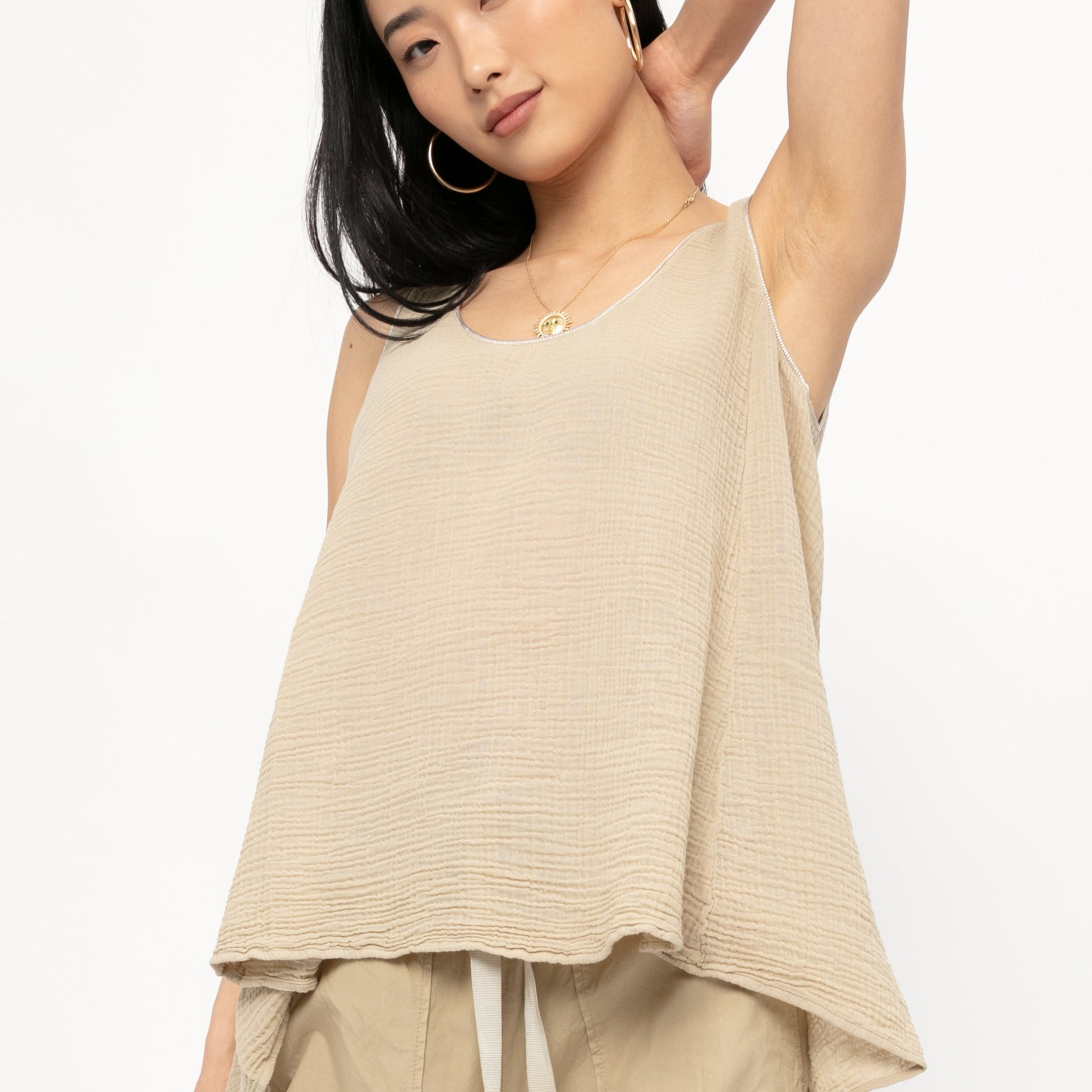 TANDEM Flared Muslin Top in Bamboo