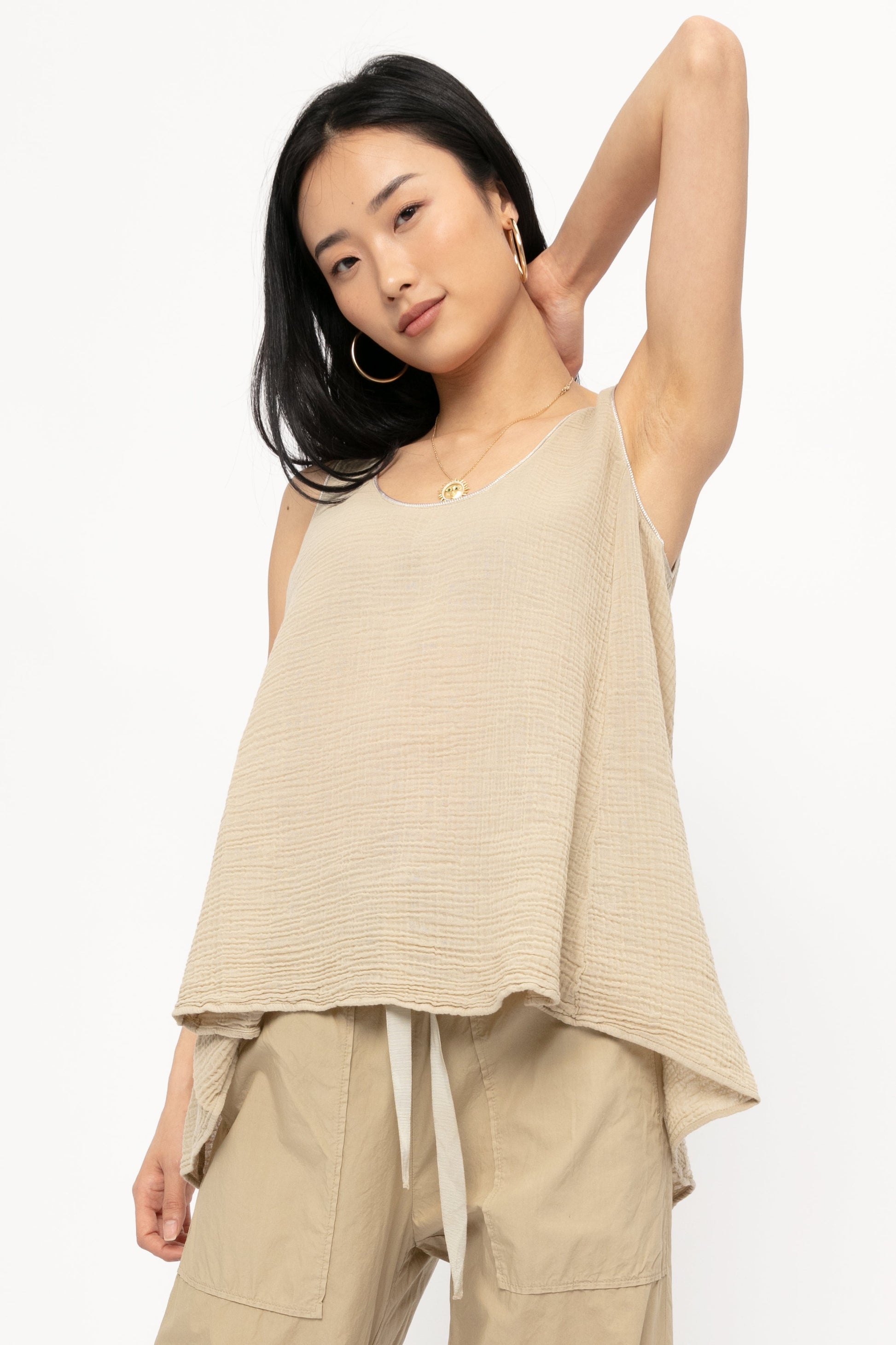 TANDEM Flared Muslin Top in Bamboo
