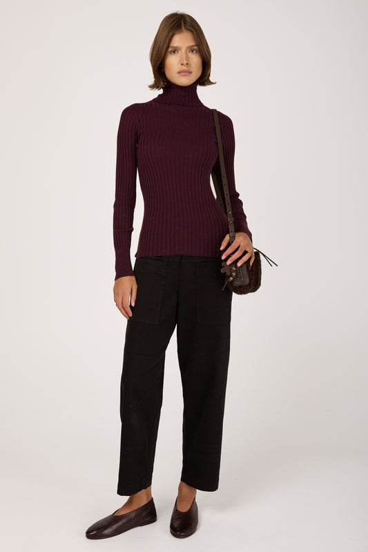 Turtleneck Pullover Sweater in Violet