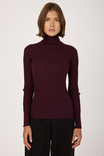 Turtleneck Pullover Sweater in Violet