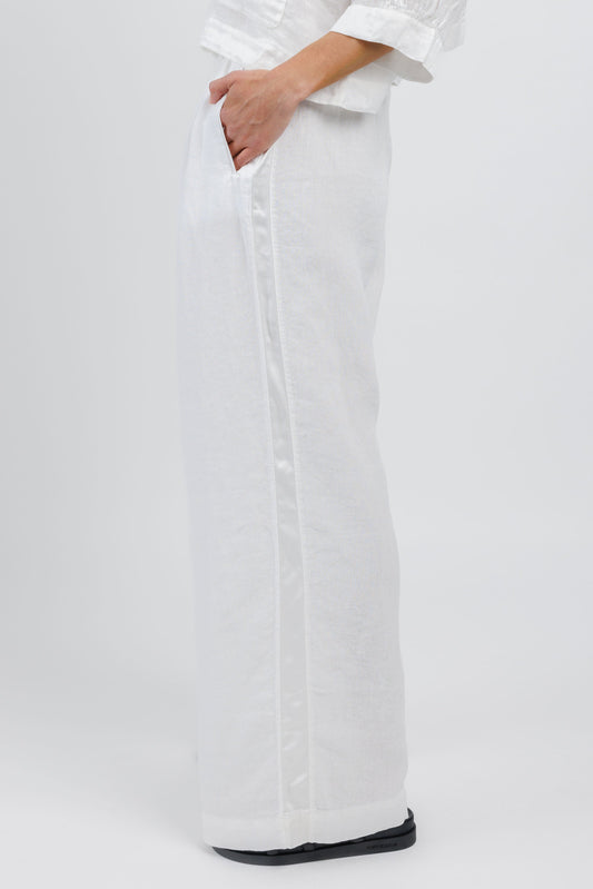 TANDEM Wide Leg Trouser Pant in White