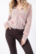 ROBERTO COLLINA Long Sleeve Round Neck Cardigan in Orange and Grey
