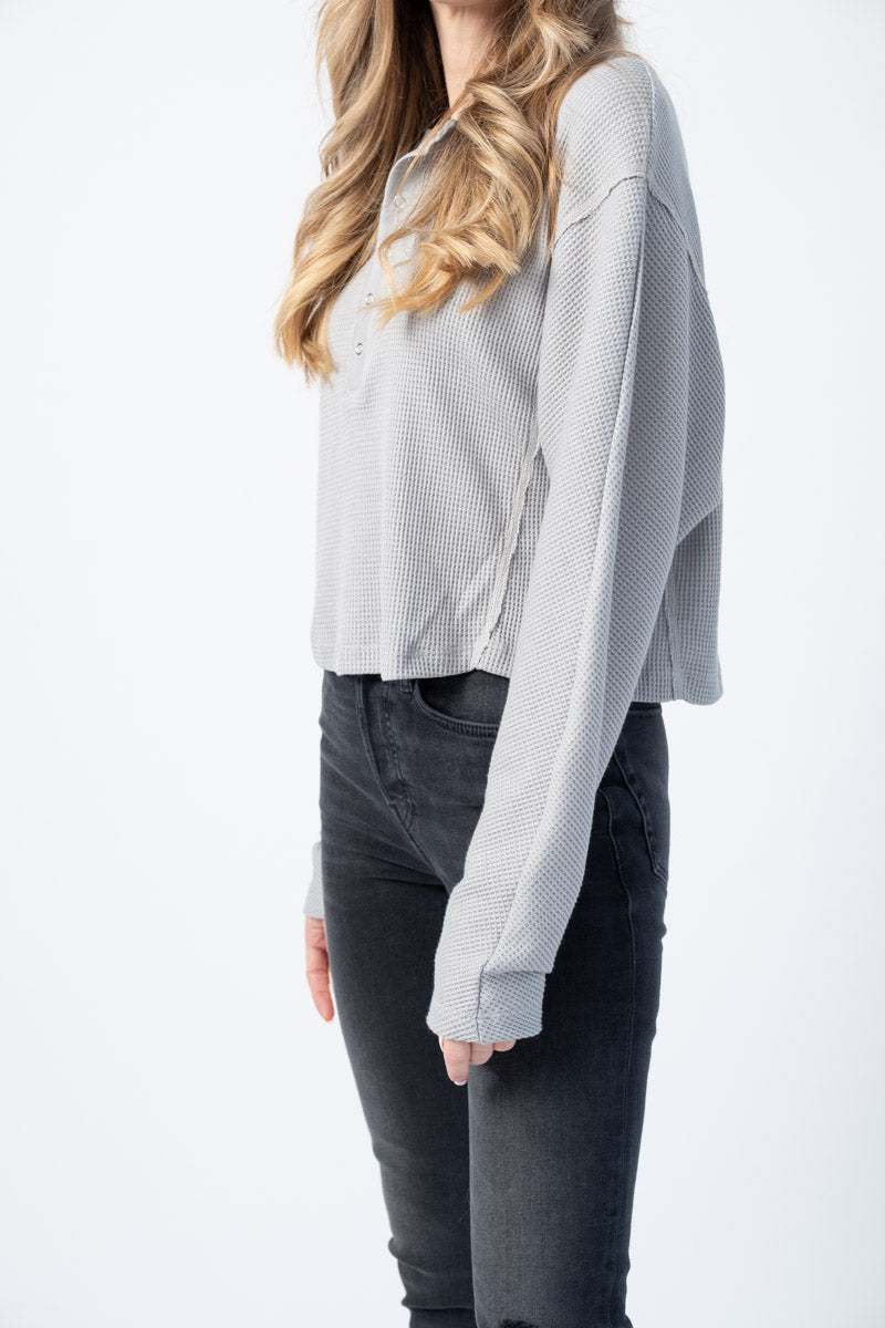 THE RANGE Stark Waffle Knit Henley in Smoke