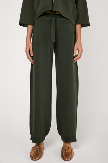 Cotton Knit Trousers in Green