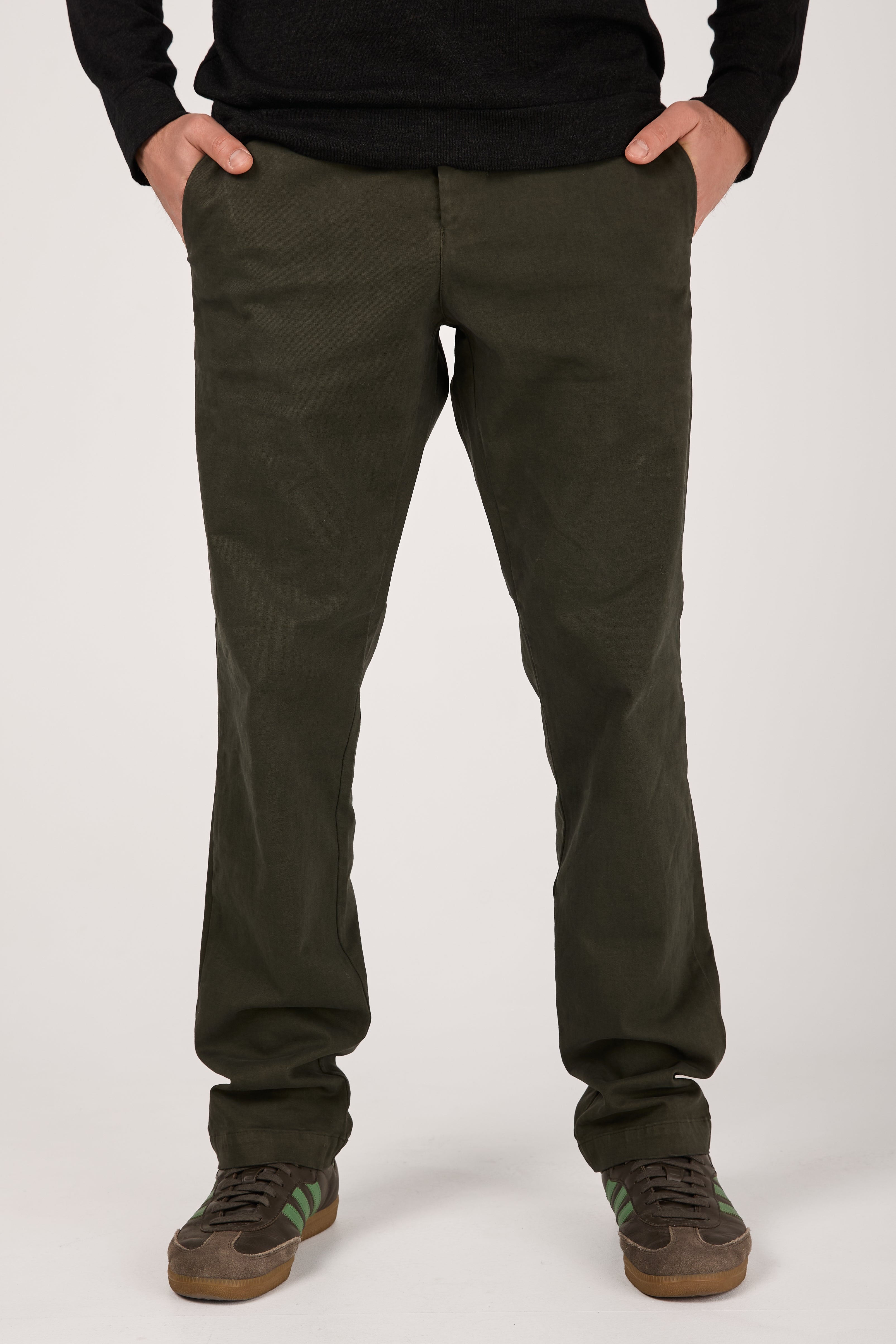 Cotton Stretch Chino Trouser in Forest