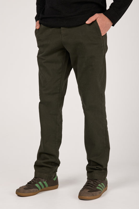 Cotton Stretch Chino Trouser in Forest