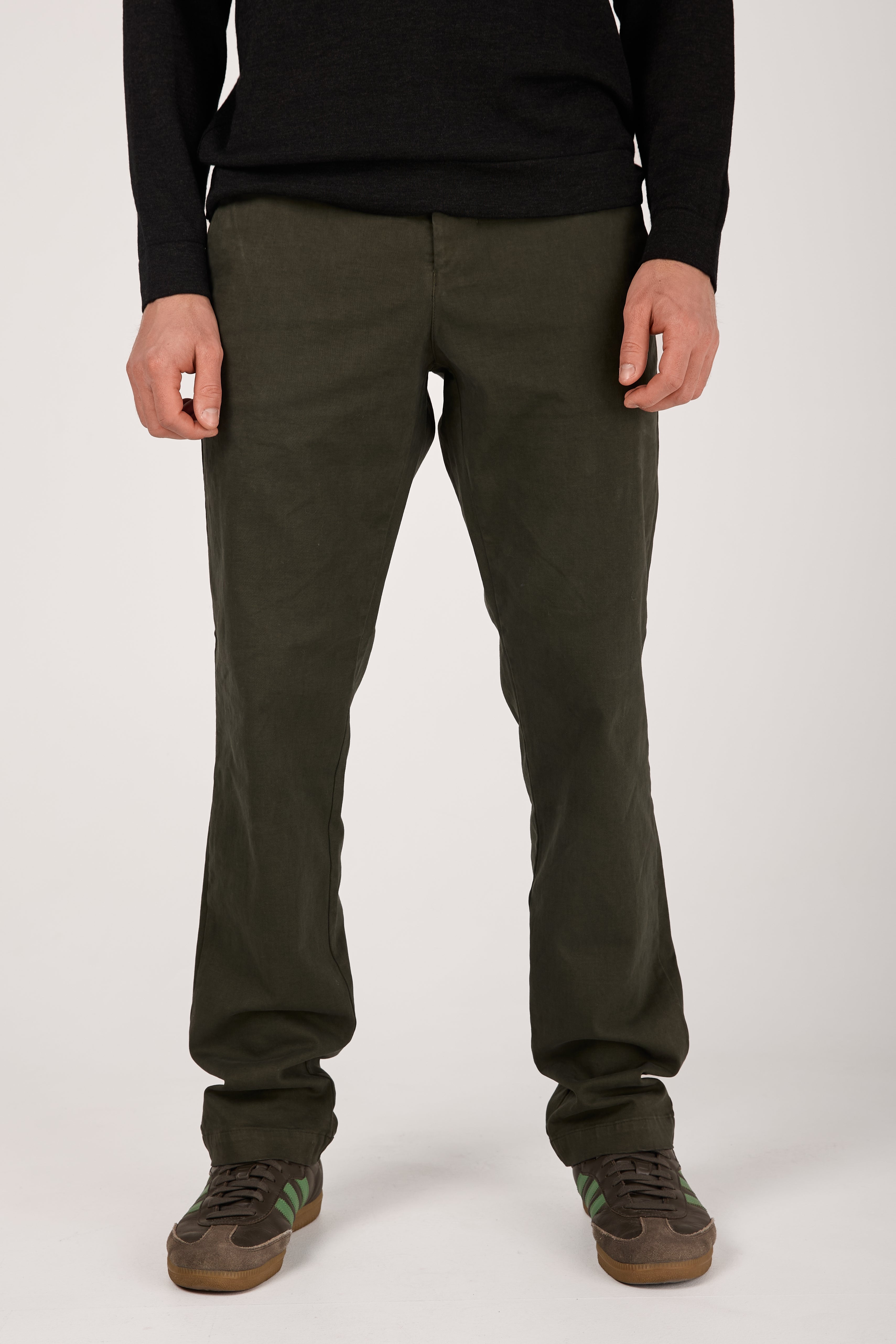 Cotton Stretch Chino Trouser in Forest