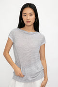 TRANSIT Cotton T-Shirt Top in Grey Stripe