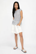 TRANSIT Cotton T-Shirt Top in Grey Stripe