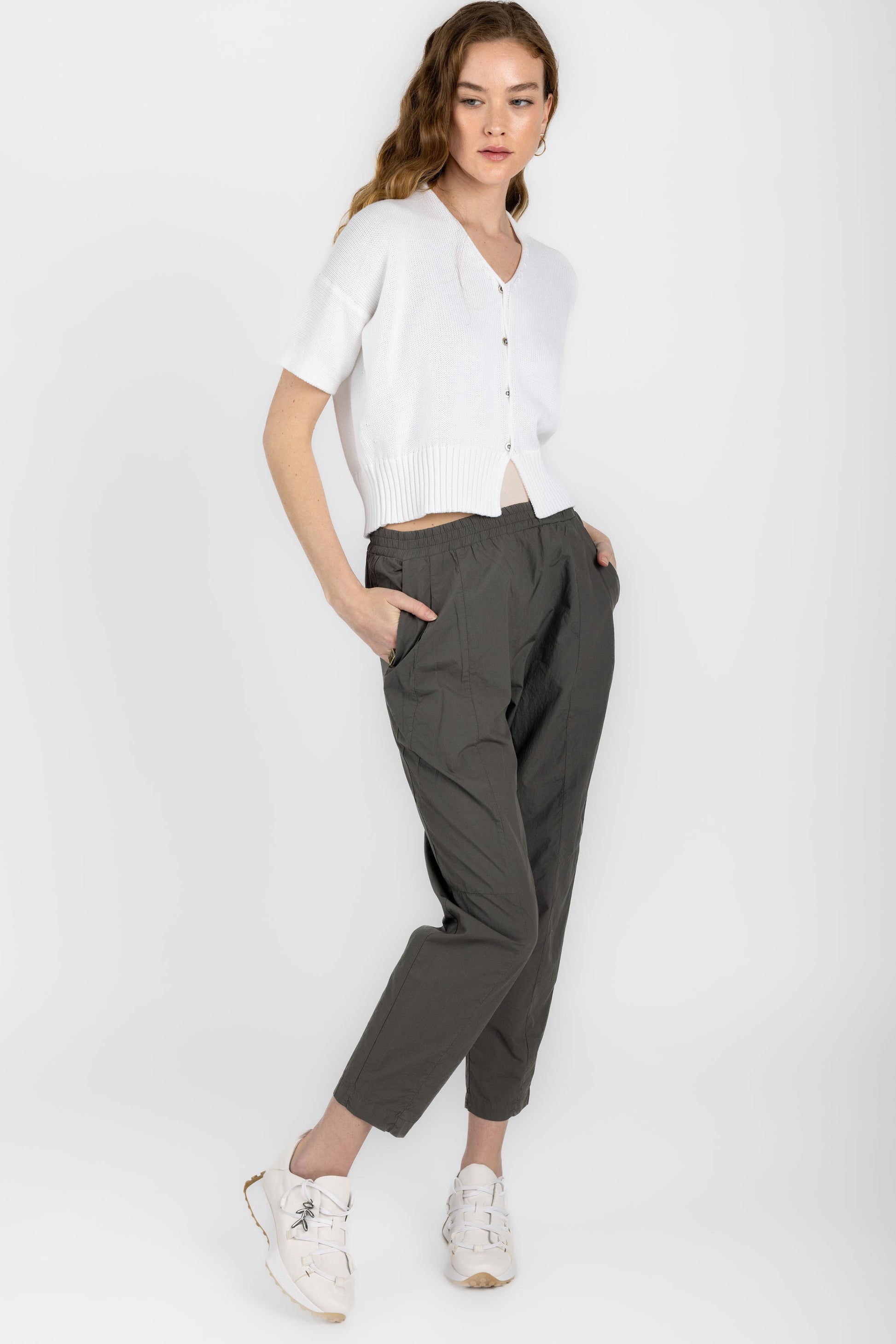 TRANSIT Short Sleeve Cardigan Jacket in White