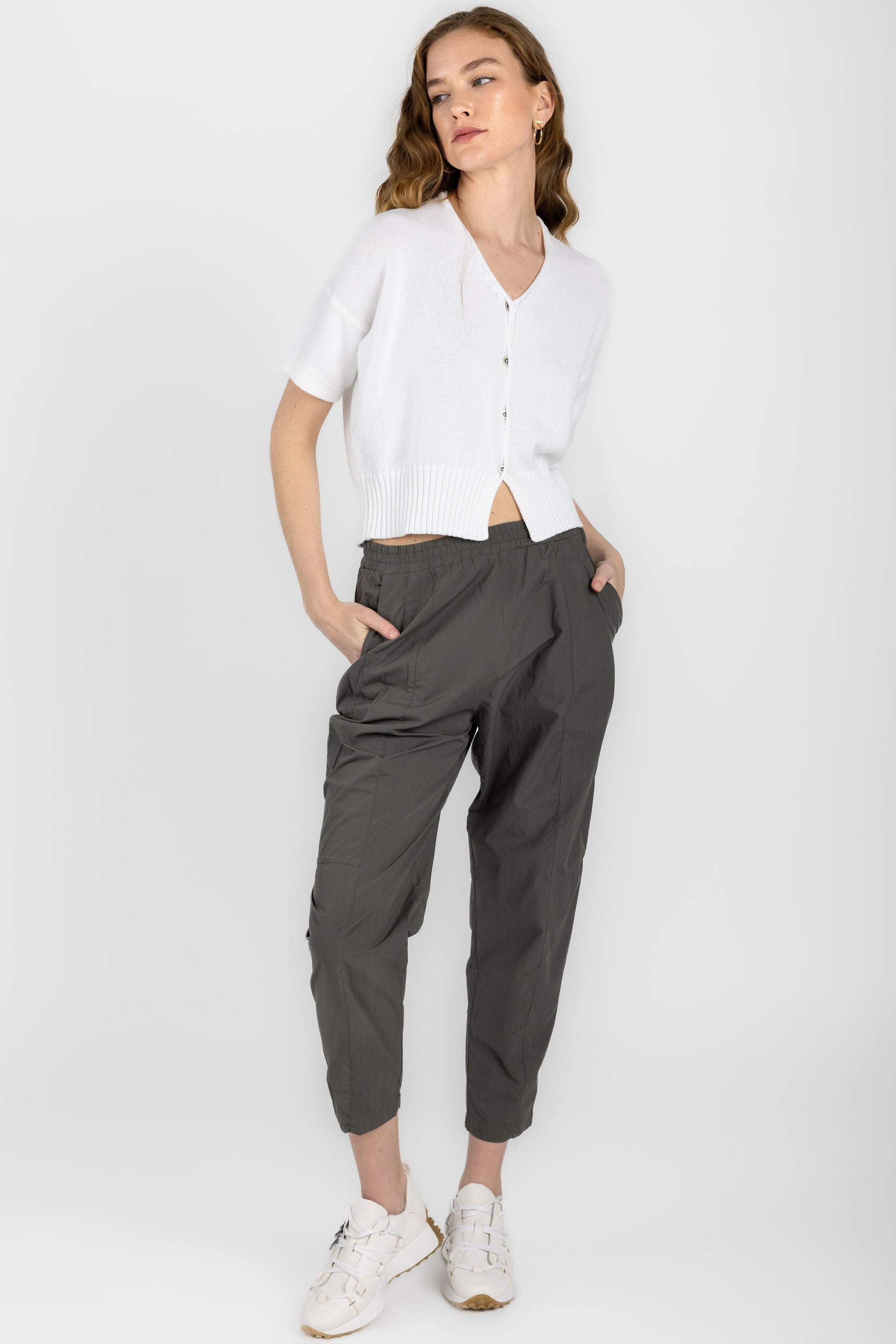 TRANSIT Short Sleeve Cardigan Jacket in White