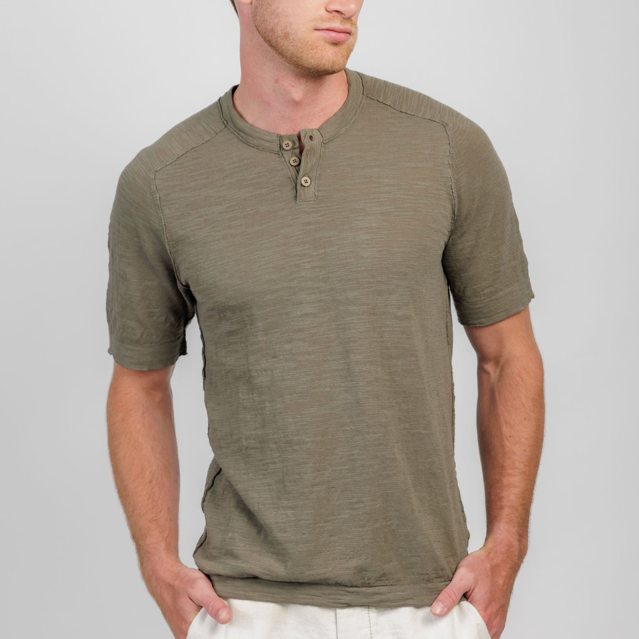 TRANSIT Henley T-Shirt in Steel Grey