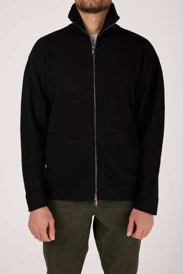 High Neck Zip Jacket in Black