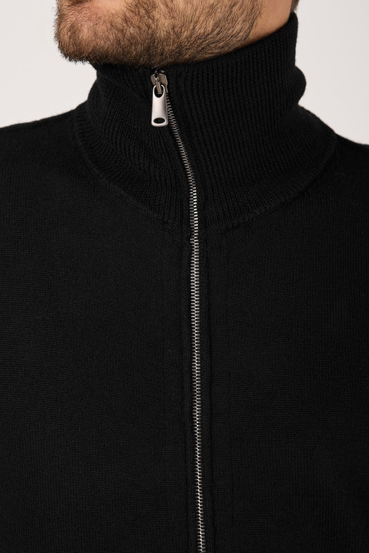 High Neck Zip Jacket in Black