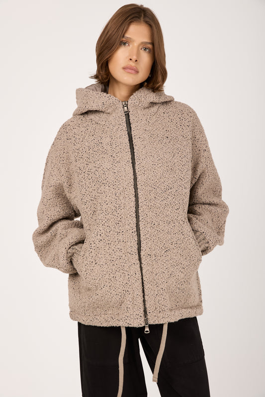 Hooded Jacket in Stone