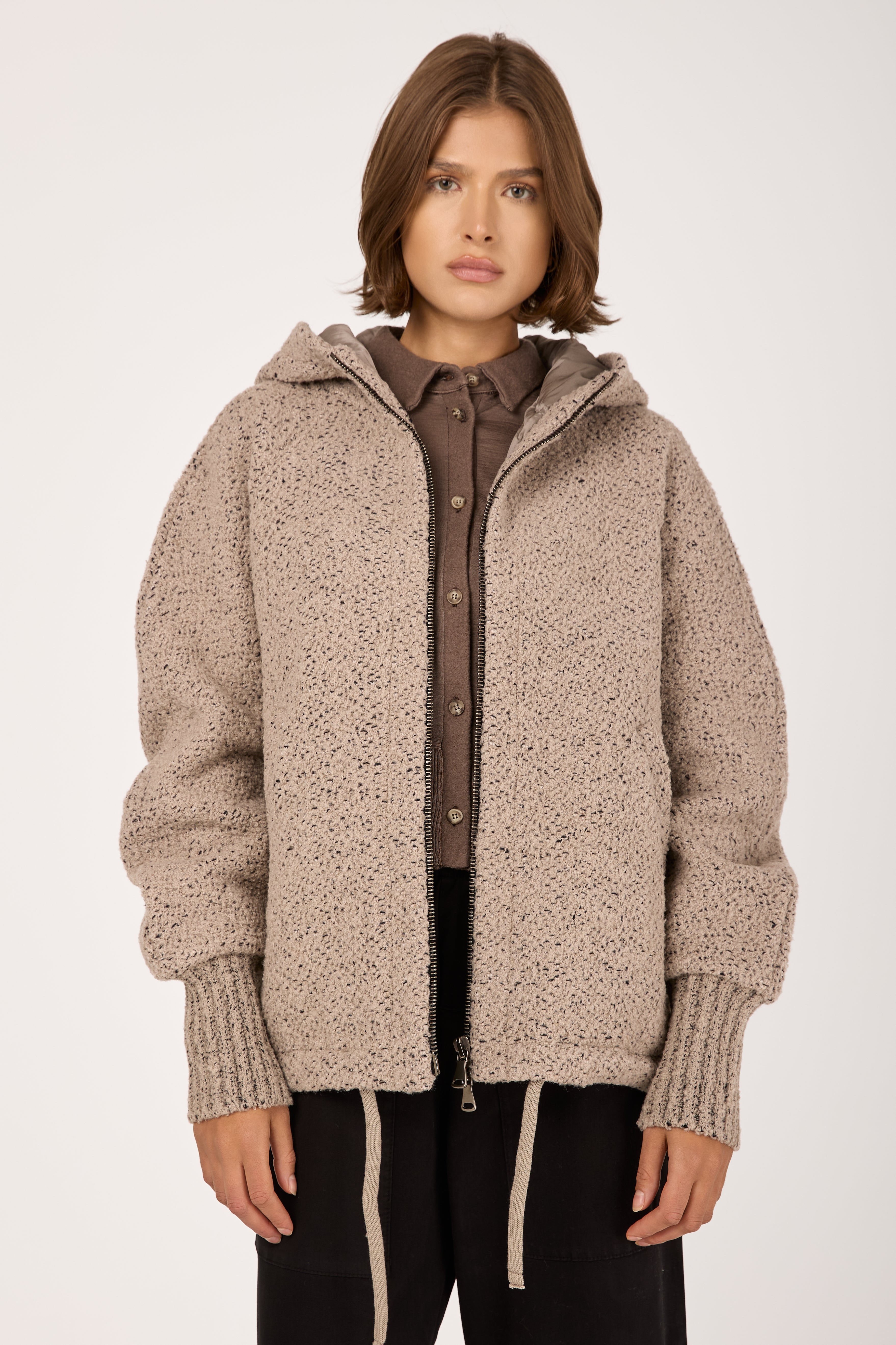 Hooded Jacket in Stone
