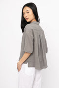 TRANSIT Linen Button Down Shirt in Grey