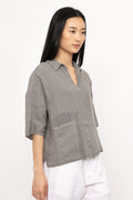 TRANSIT Linen Button Down Shirt in Grey