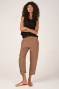 TRANSIT Linen Straight Cropped Trouser in Nut