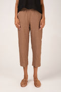 TRANSIT Linen Straight Cropped Trouser in Nut