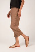 TRANSIT Linen Straight Cropped Trouser in Nut