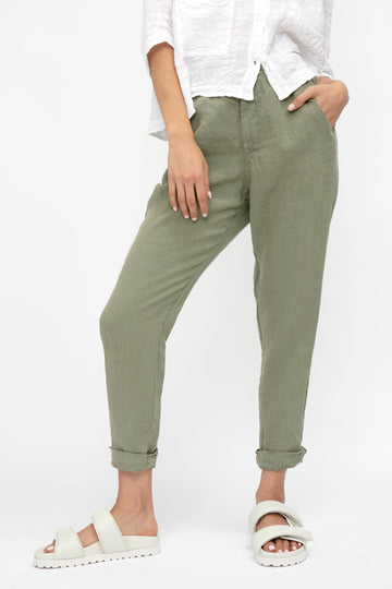 TRANSIT Linen Tapered Trouser Pant in Green