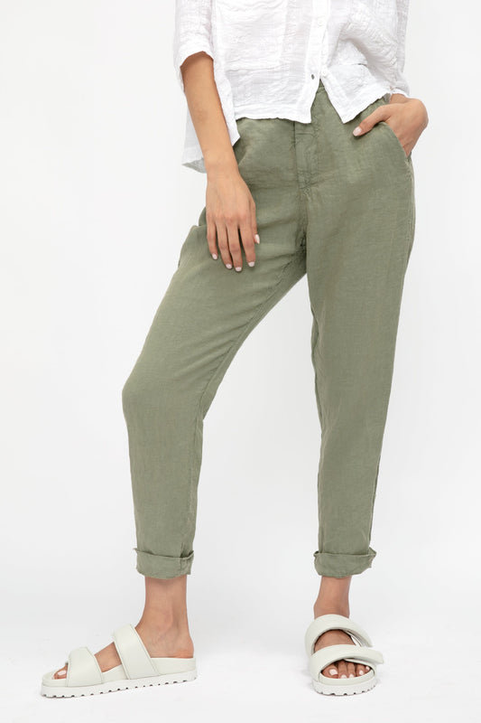 TRANSIT Linen Tapered Trouser Pant in Green