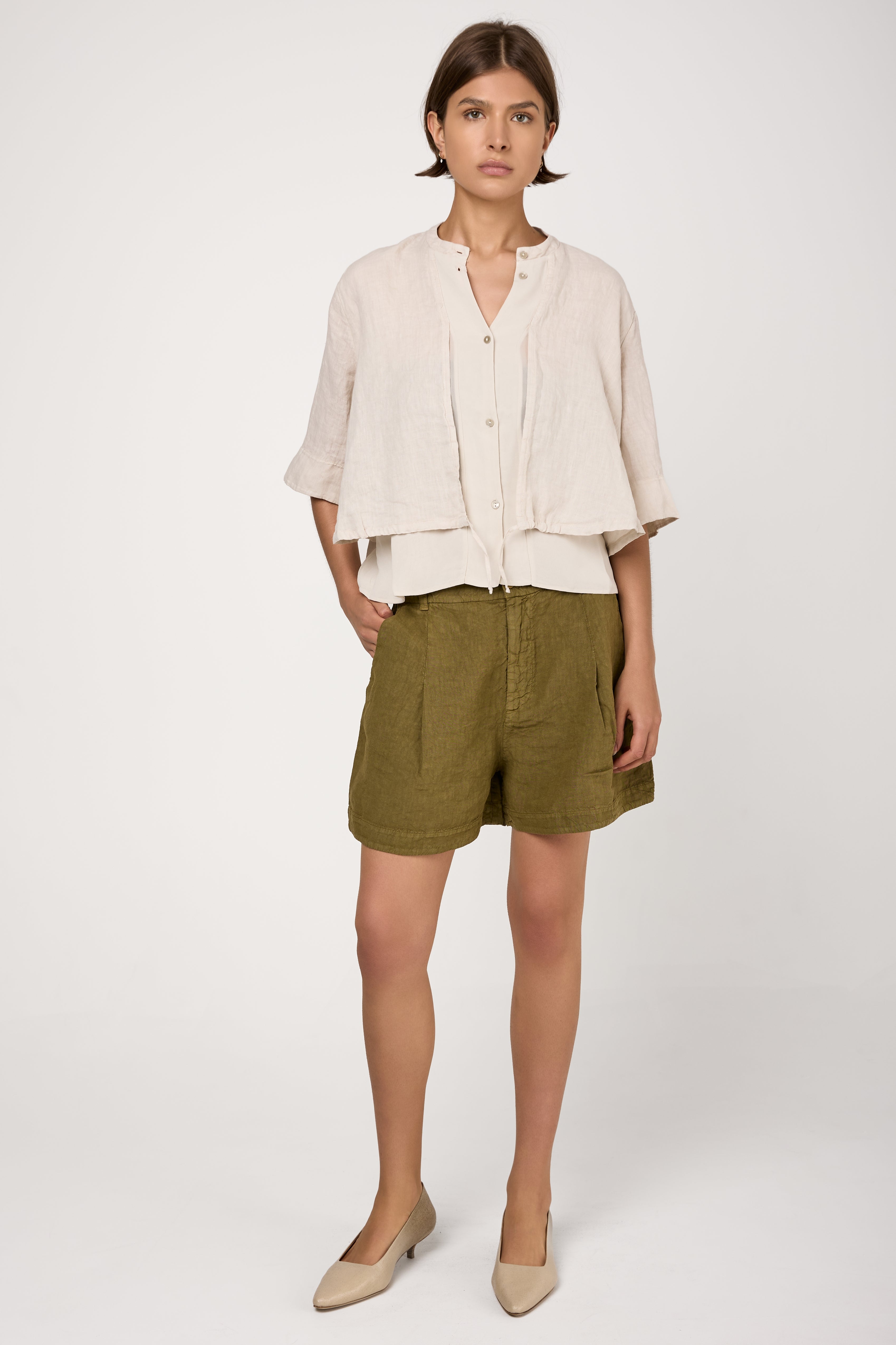 Linen Viscose Shirt in Sand