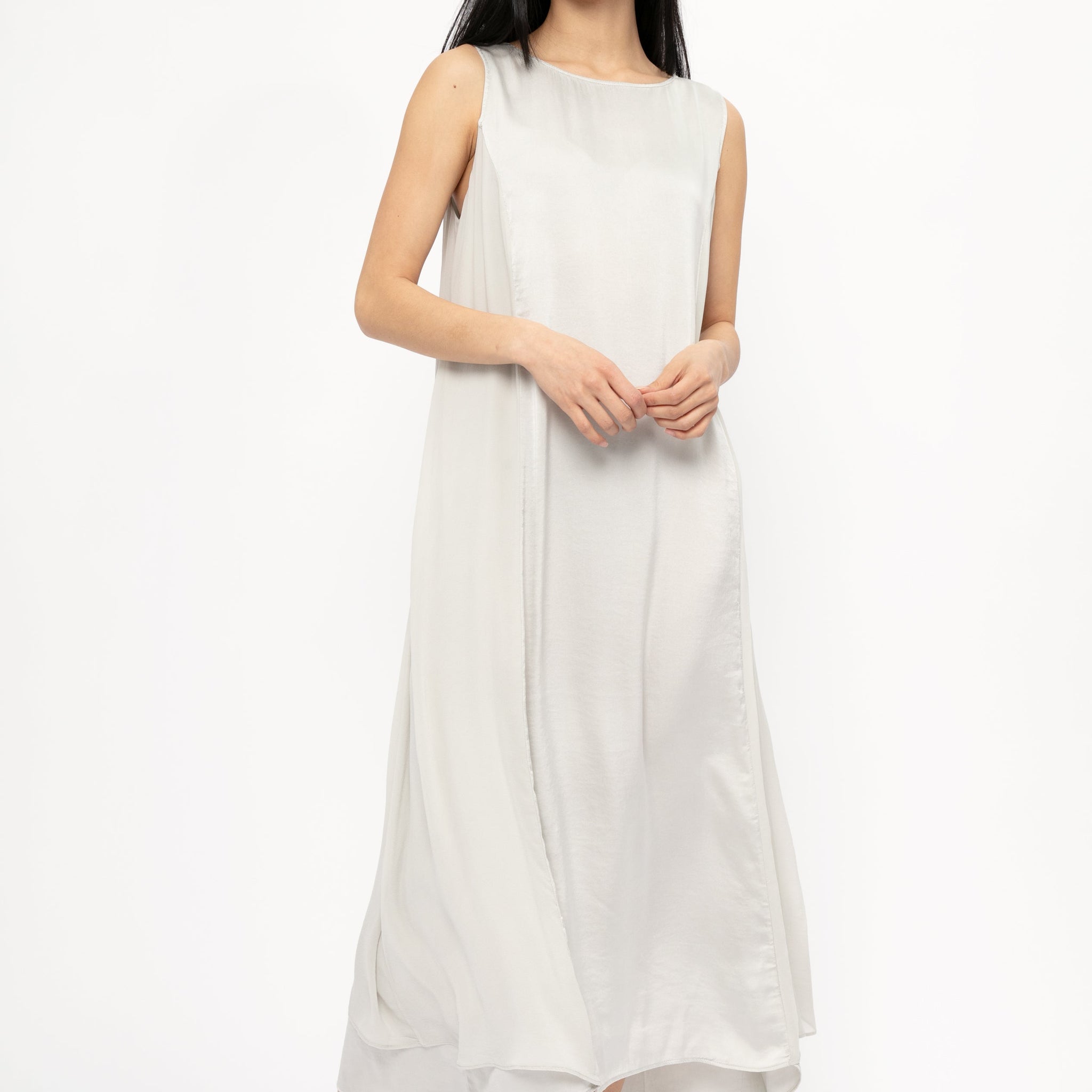 TRANSIT Long Silk Dress in Light Grey